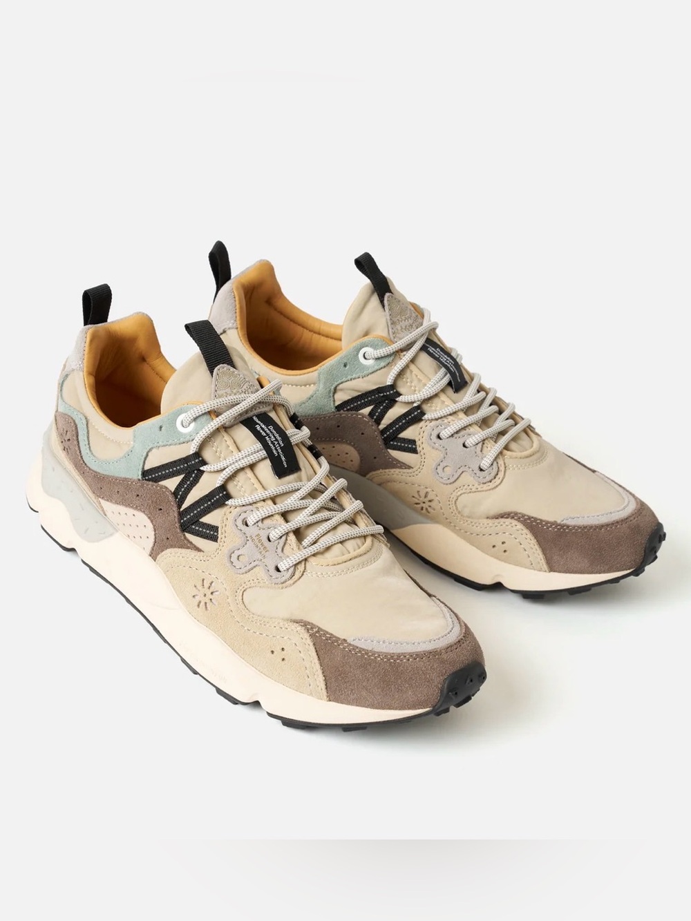 NWT Flower Mountain YAMANO 3 UNI Suede and technical fabric sneakers Sand/Beige - Picture 3 of 14